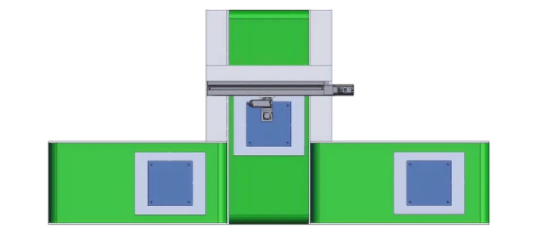 Features of gate-type with moving table [top view]