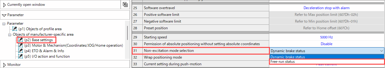 Non-excitation mode selection