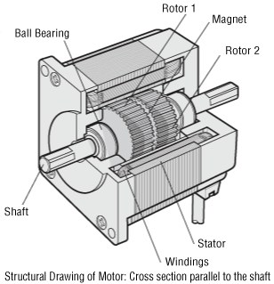 Structural Drawing of Motor: Cross section parallel to the shaft